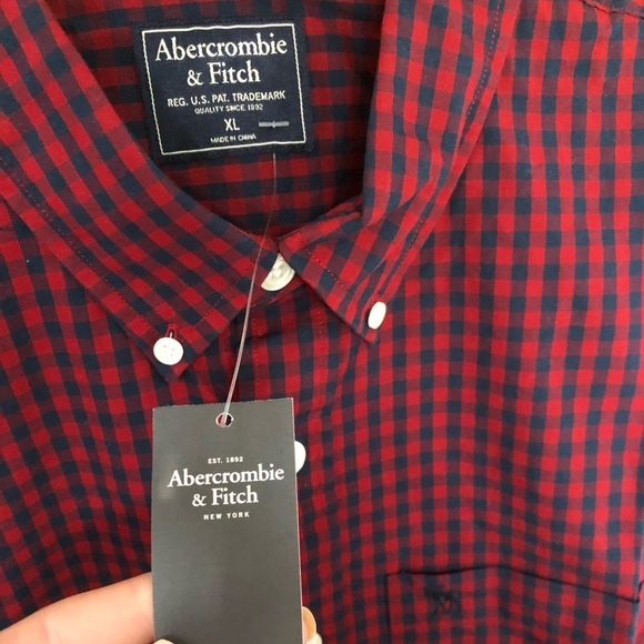 Abercrombie & Fitch Red and Navy Check Shirt NWT - Picture 4 of 8